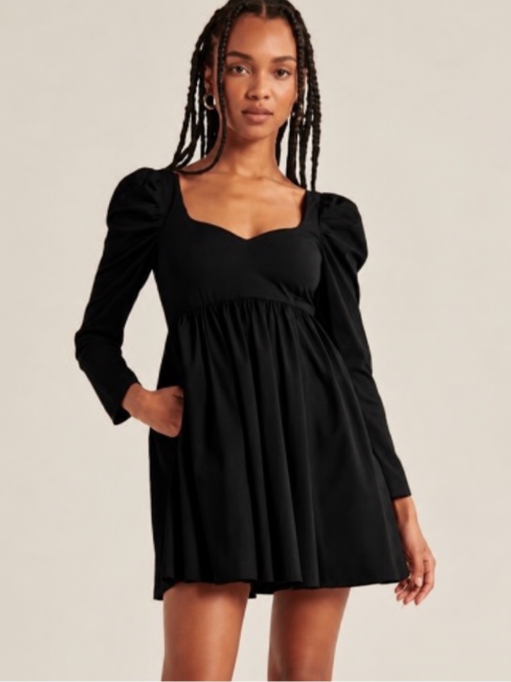 NWOT Abercrombie & Fitch Poplin Puff Sleeve Sweetheart Babydoll Mini Dress XS